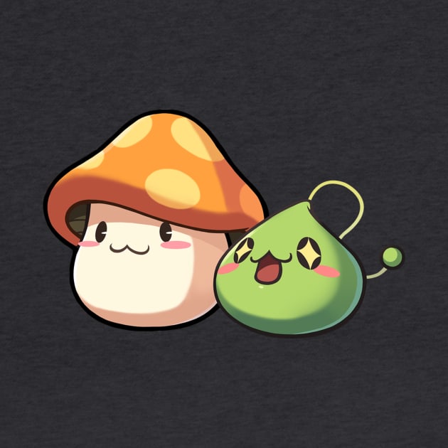 MapleStory Orange Mushroom and Slime T-Shirt by chongmingnomi